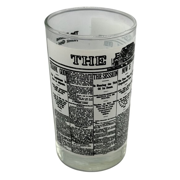 Vintage 1893 The Bee Newspaper Glass Tumbler With "Thank God Edition" Print READ - Picture 1 of 5